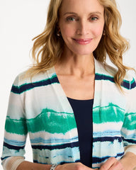 Chico's | Grotto Striped Summer Romance Cardigan/ Green Clover