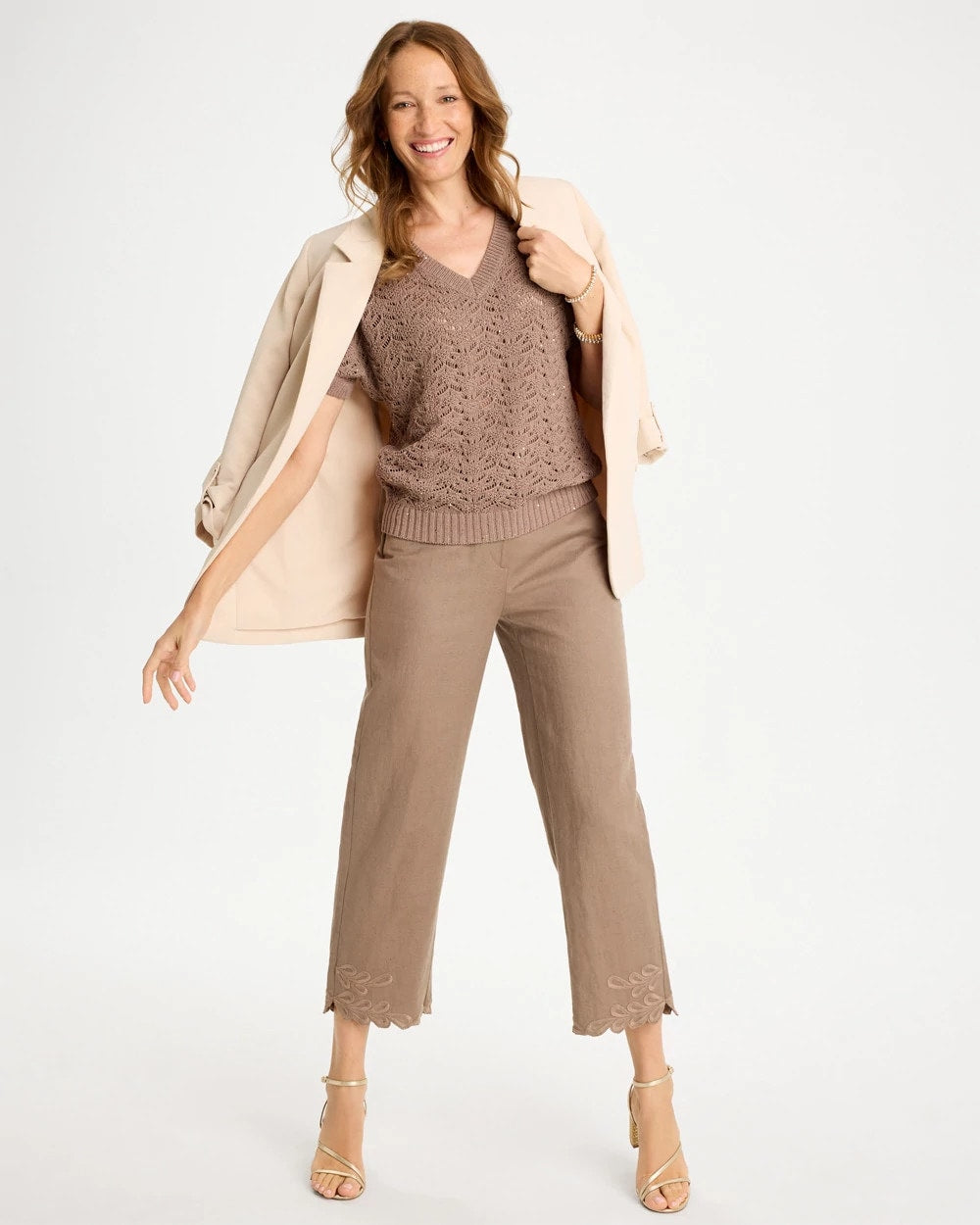 Chico's | Sequin Pointelle Pullover/ Topaz Smoke