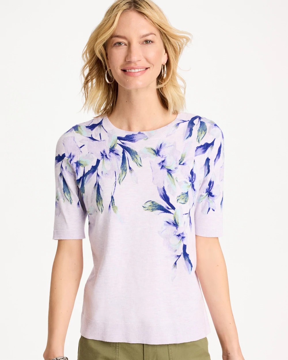 Chico's | Ella Short-Sleeve Orchid Sweater/ Orchid Mist