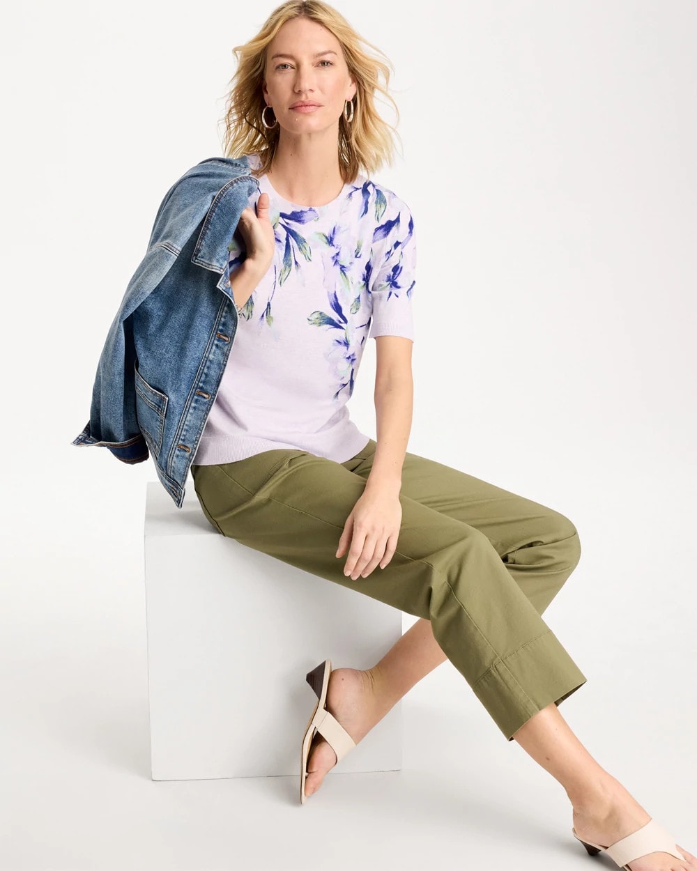 Chico's | Ella Short-Sleeve Orchid Sweater/ Orchid Mist