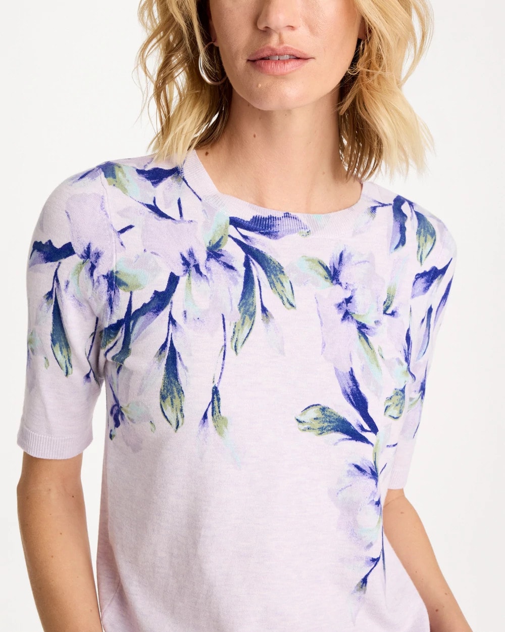 Chico's | Ella Short-Sleeve Orchid Sweater/ Orchid Mist