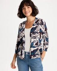 Chico's | Printed Summer Romance Cardigan/ Deep Brown