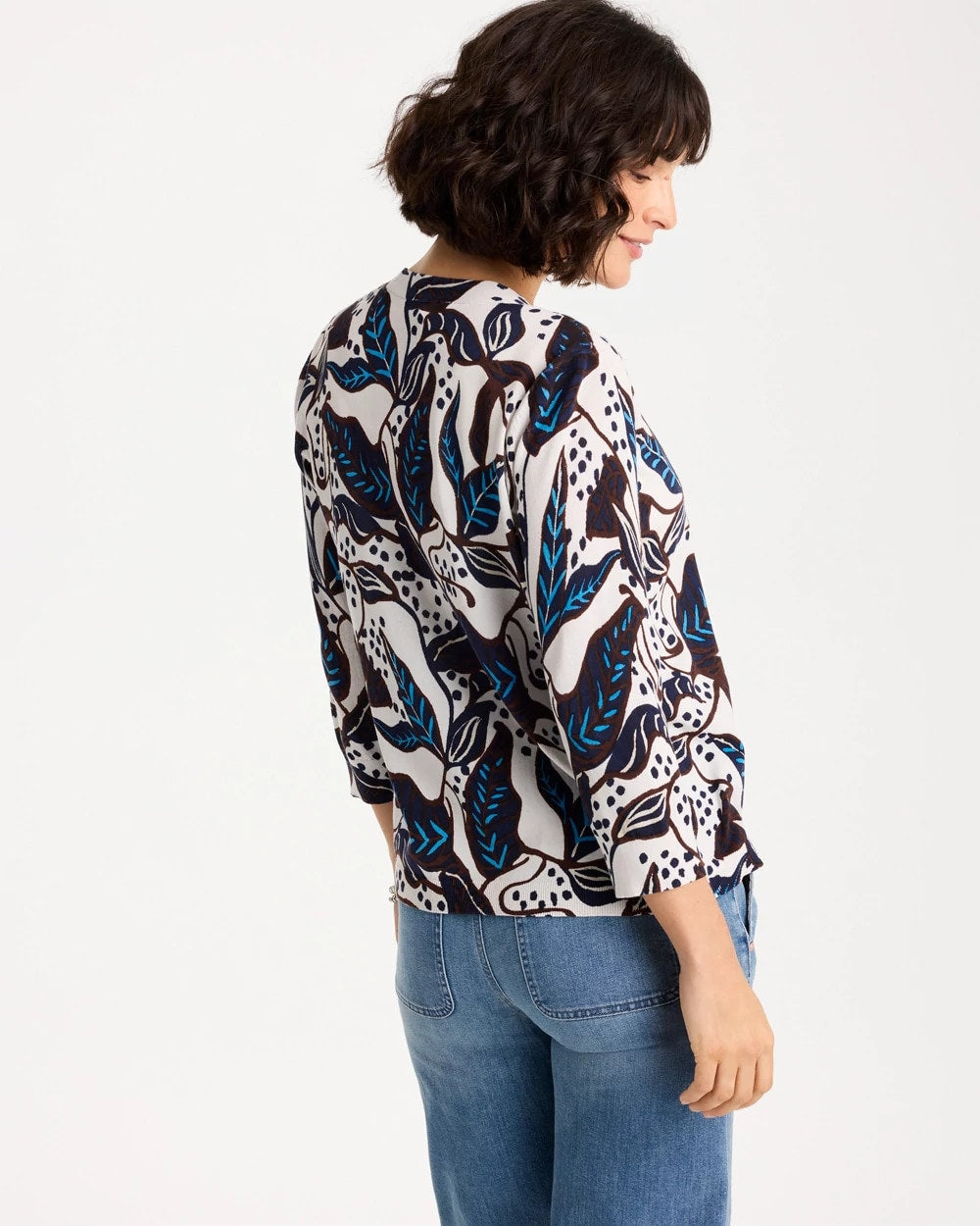 Chico's | Printed Summer Romance Cardigan/ Deep Brown