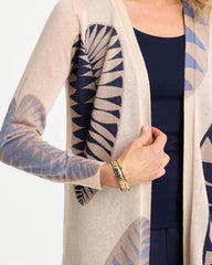 Chico's | Long Leaf Print Summer Romance Cardigan/ Ecru