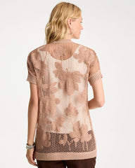 Chico's | Cotton-Blend Crochet Cocoon Cardigan/ Mocha Mousse