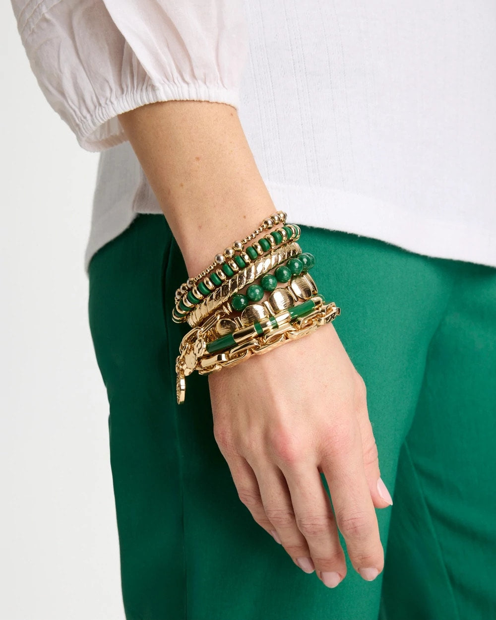 Chico's | Green Enamel Hinge Bangle/ Green