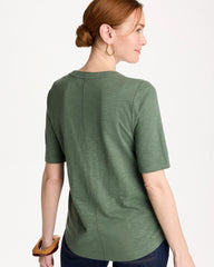 Chico's | Cotton Slub V-Neck Tee/ Kelp Forest