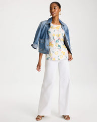 Chico's | Cotton Slub Printed Tee/ Limon