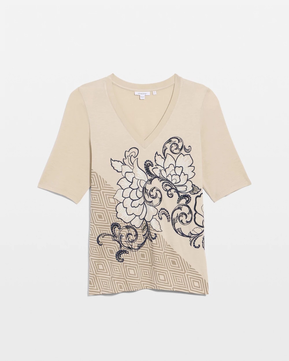 Chico's | Knit Sequin Elbow Tee/ Topaz Smoke