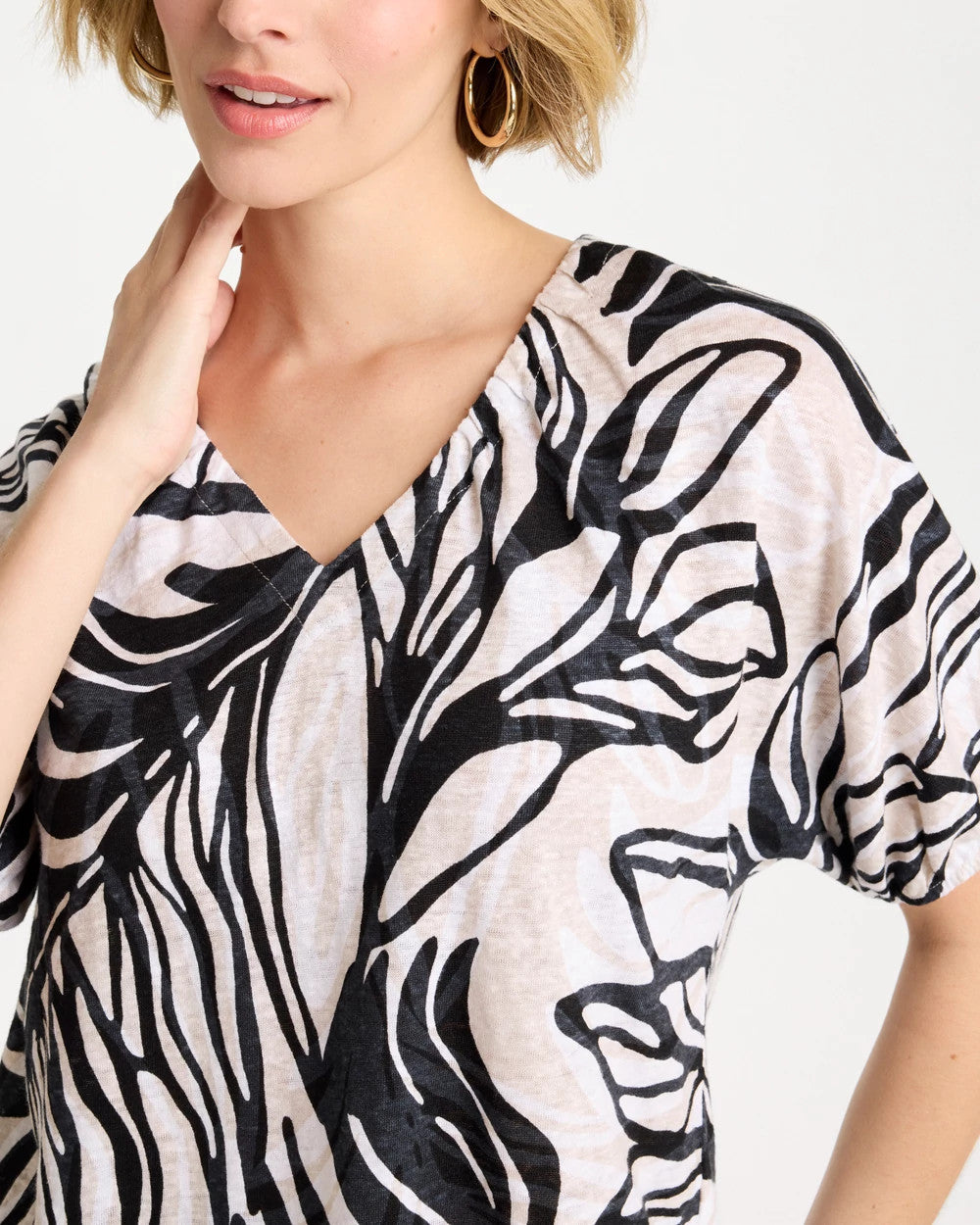 Chico's | Linen Ruched Palm Tee/ Smokey Taupe