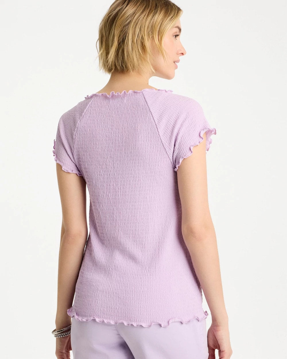 Chico's | Textured Knit Lettuce Raglan Tee/ Orchid Mist