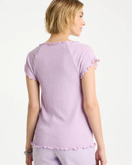Chico's | Textured Knit Lettuce Raglan Tee/ Orchid Mist