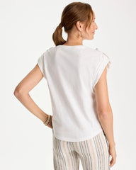 Chico's | Cotton Slub Epaulette Tee/ Alabaster