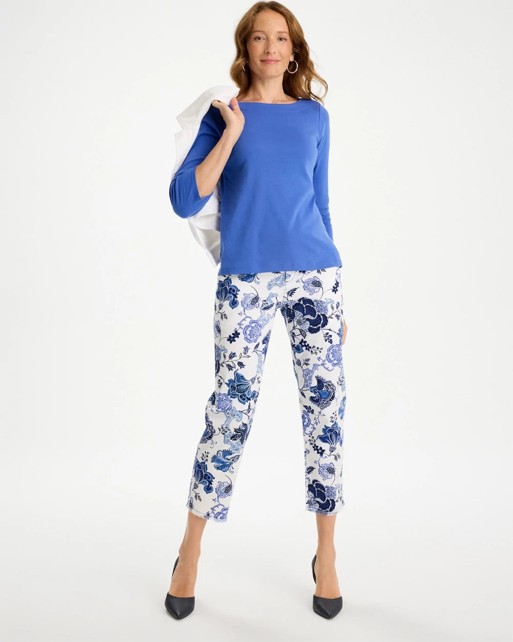 Chico's | Pima 3/4 Sleeve Tee/ Amparo Blue