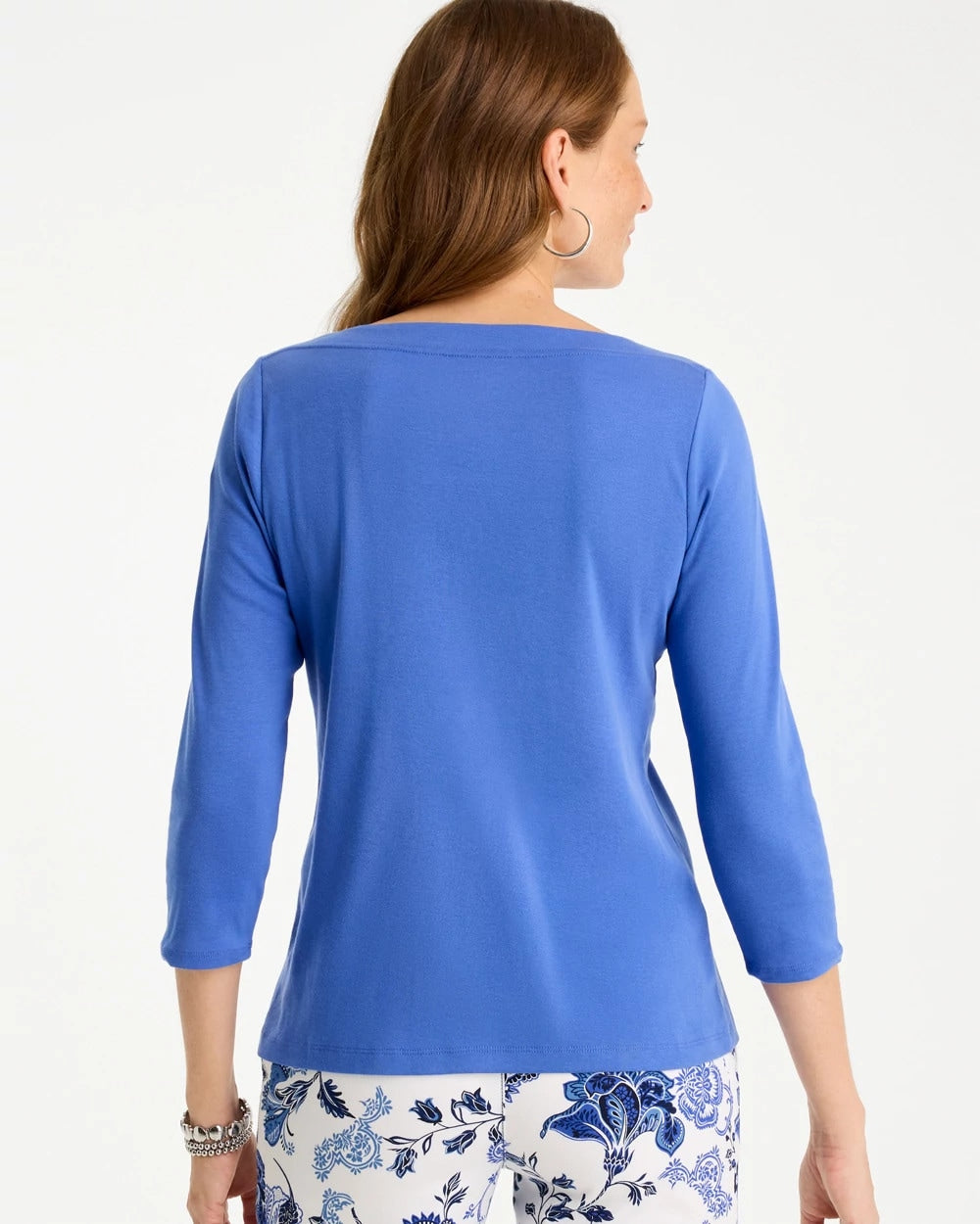 Chico's | Pima 3/4 Sleeve Tee/ Amparo Blue