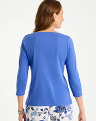 Chico's | Pima 3/4 Sleeve Tee/ Amparo Blue