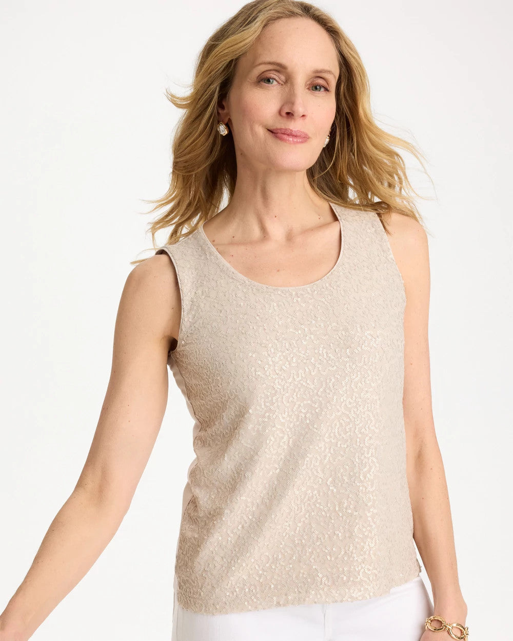 Chico's | Knit Sequin Tank/ Smokey Taupe