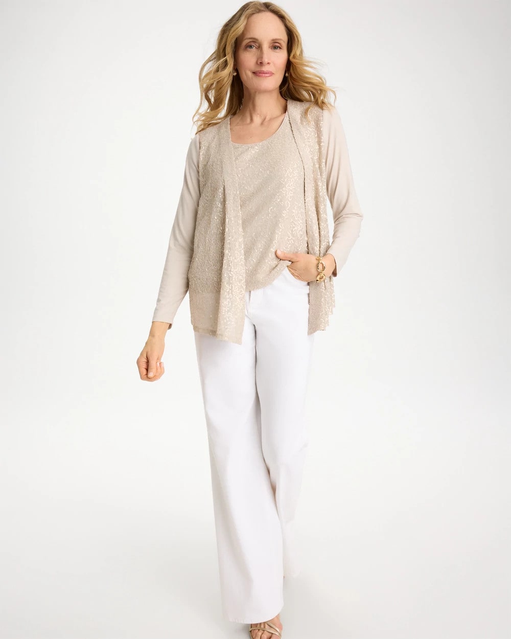 Chico's | Knit Sequin Tank/ Smokey Taupe