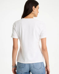 Chico's | Cotton Stretch Palm Sequin Tee/ Alabaster