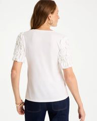 Chico's | Knit 3D Sleeve Tee/ Alabaster
