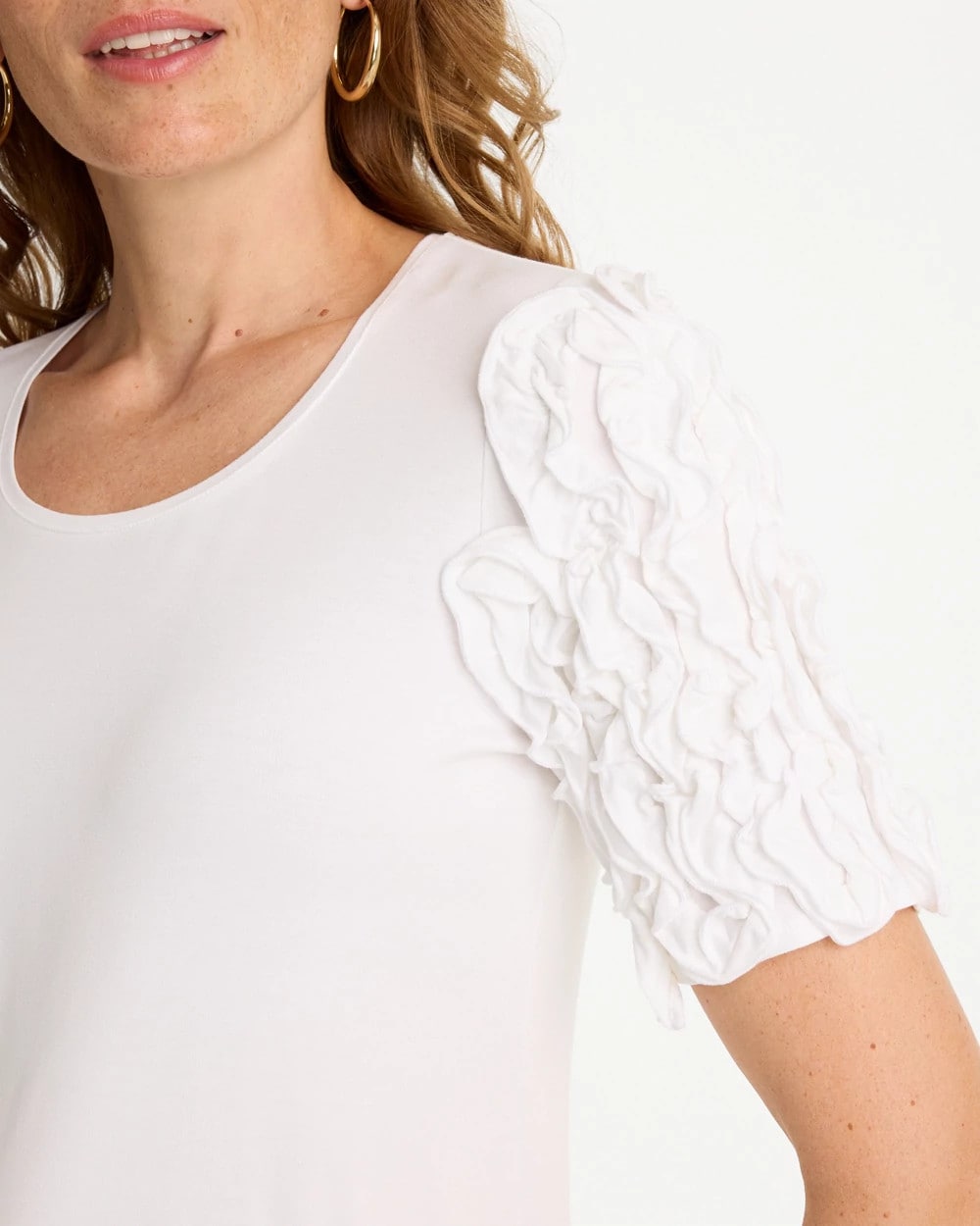 Chico's | Knit 3D Sleeve Tee/ Alabaster