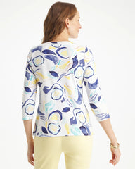 Chico's | Abstract Pima 3/4 Sleeve Tee/ Passport Blue