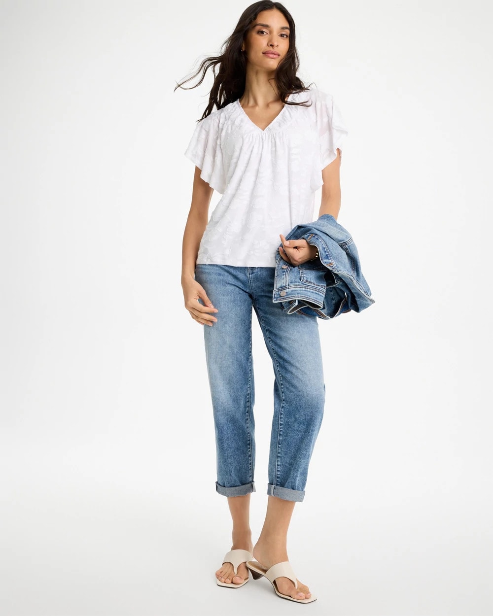 Chico's | Burnout Floral Tee/ Alabaster