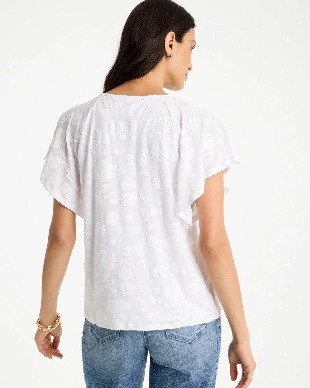 Chico's | Burnout Floral Tee/ Alabaster