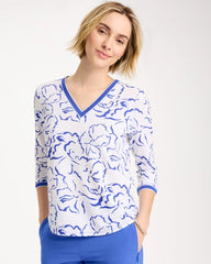 Chico's | Zenergy® Slub Knit Mesh Trim Tee/ Amparo Blue