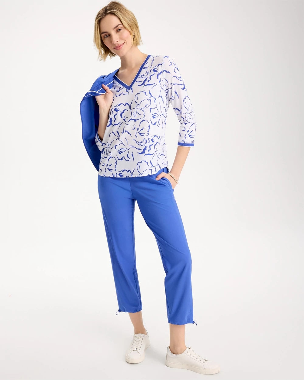 Chico's | Zenergy® Slub Knit Mesh Trim Tee/ Amparo Blue