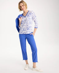 Chico's | Zenergy® Slub Knit Mesh Trim Tee/ Amparo Blue