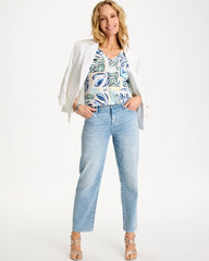 Chico's | Palm Cotton Slub V-Neck Tee/ Green Clover