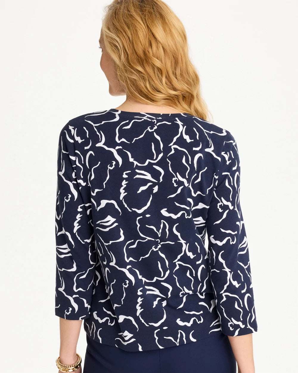 Chico's | Maya Cotton Stretch 3/4 Sleeve Tee/ Passport Blue