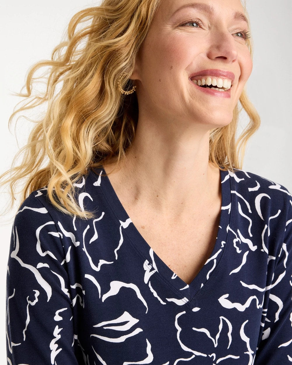 Chico's | Maya Cotton Stretch 3/4 Sleeve Tee/ Passport Blue