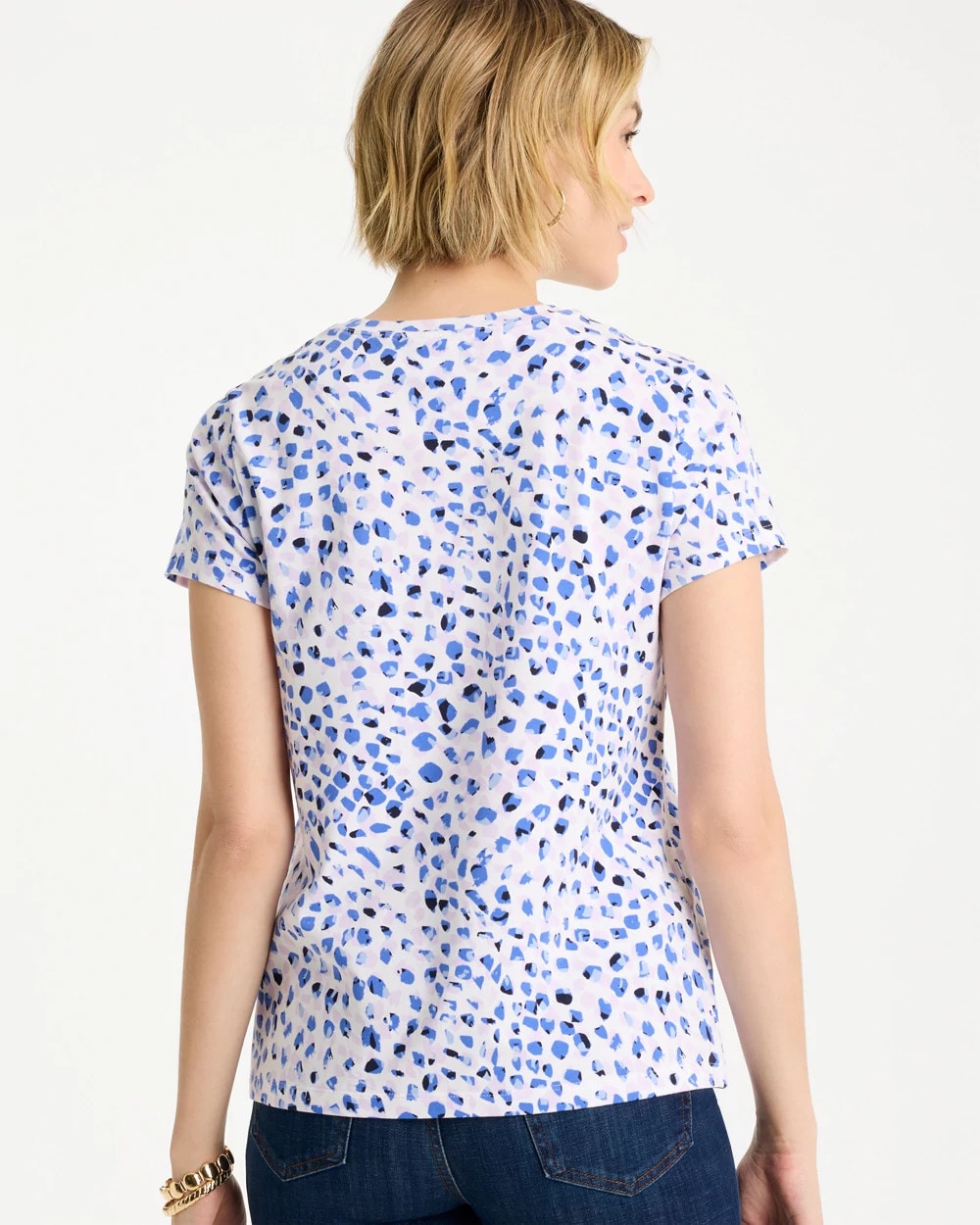 Chico's | Murano Cotton Stretch Cap Sleeve Tee/ Amparo Blue