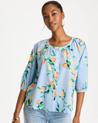 Chico's | Cotton Voile Printed Blouse/ Bondi Blue