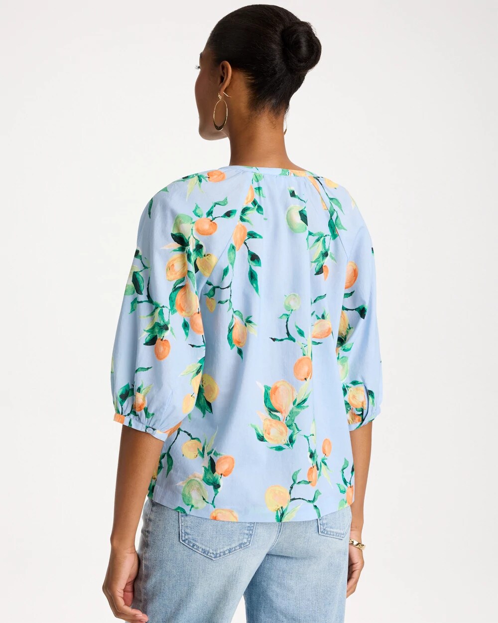 Chico's | Cotton Voile Printed Blouse/ Bondi Blue
