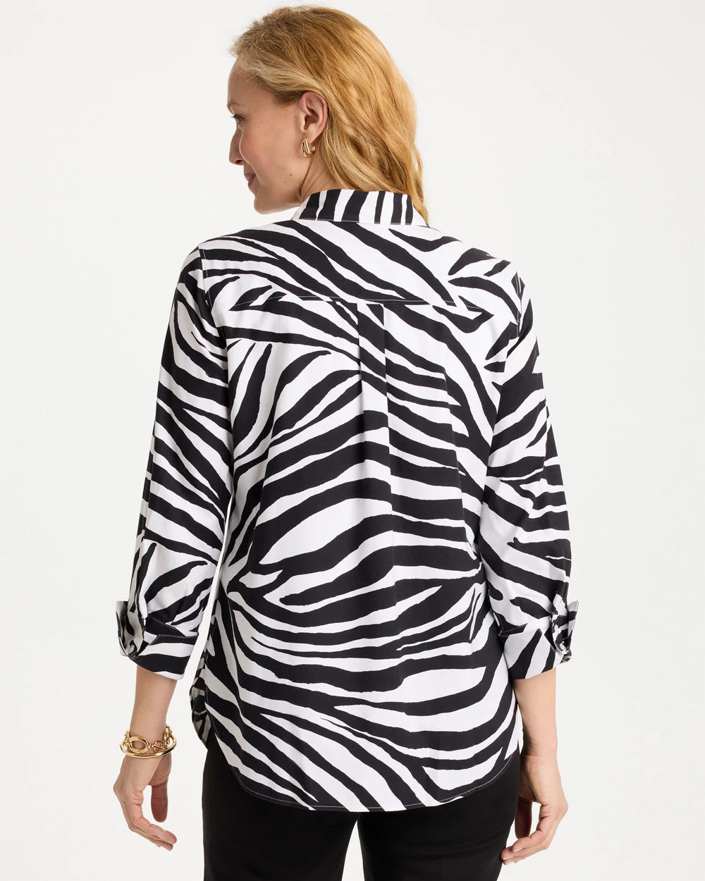 Chico's | No Iron™ Stretch Animal Print Shirt/ Black