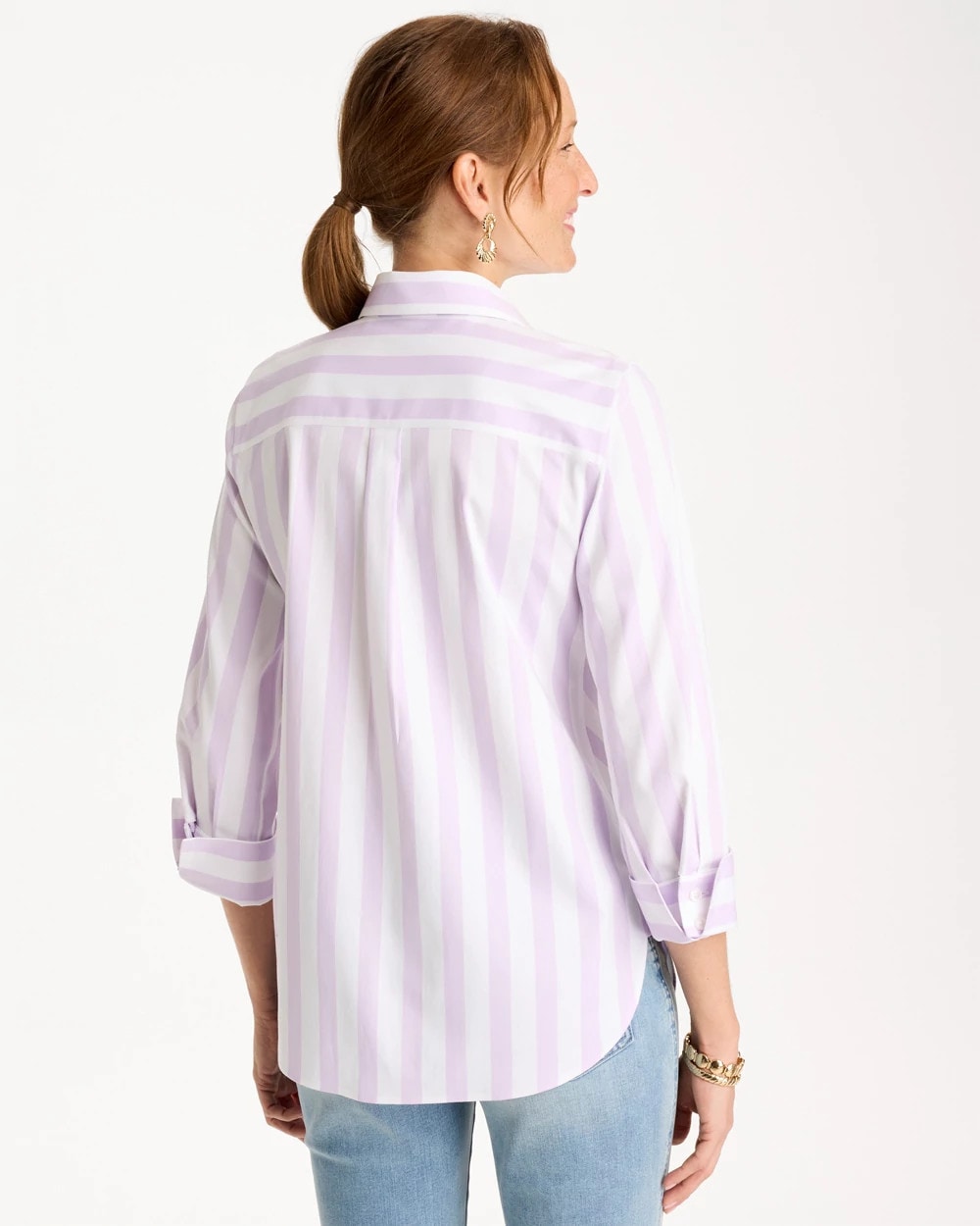 Chico's | No Iron™ Stretch Striped Shirt/ Orchid Mist