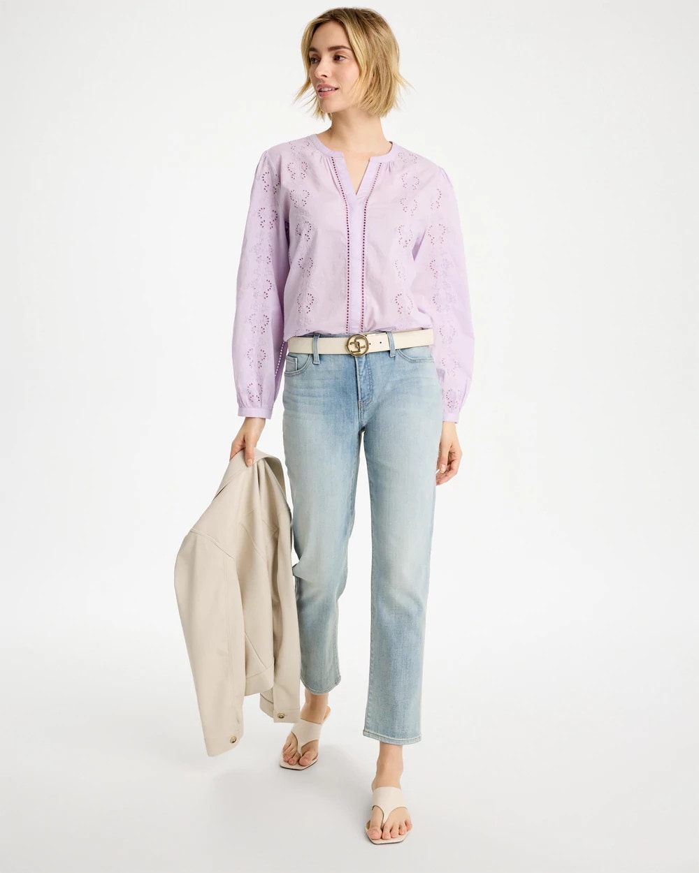 Chico's | Embroidered Top/ Orchid Mist