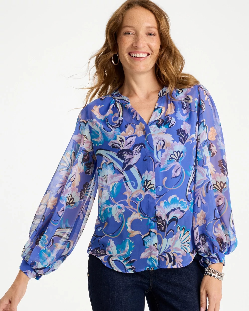Chico's | Georgette Paisley Blouse/ Amparo Blue