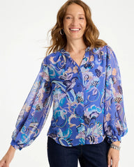 Chico's | Georgette Paisley Blouse/ Amparo Blue