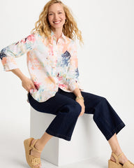 Chico's | No Iron™ Linen Printed Shirt/ Calypso Coral