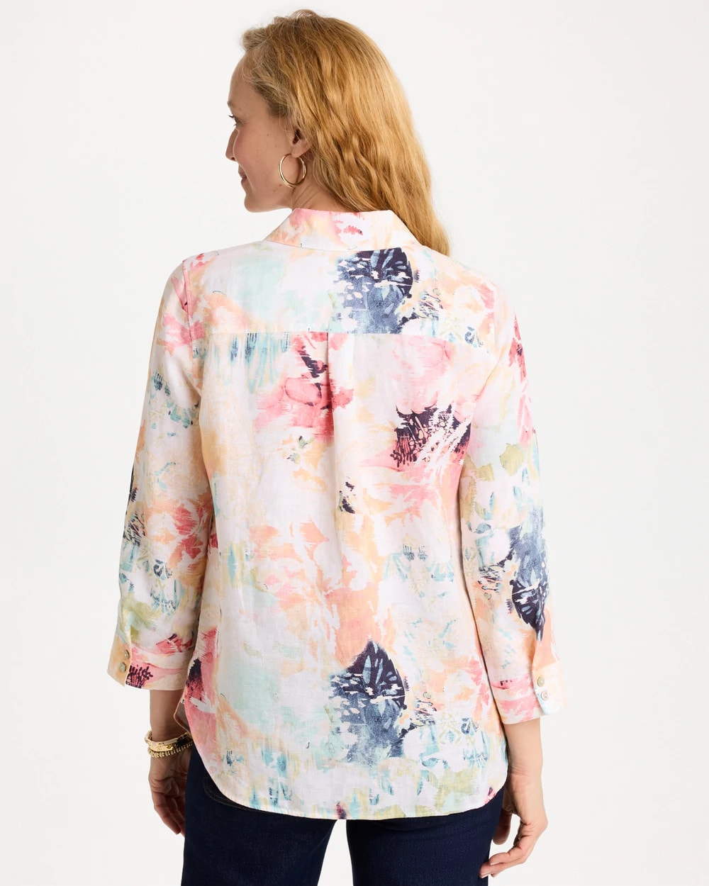 Chico's | No Iron™ Linen Printed Shirt/ Calypso Coral