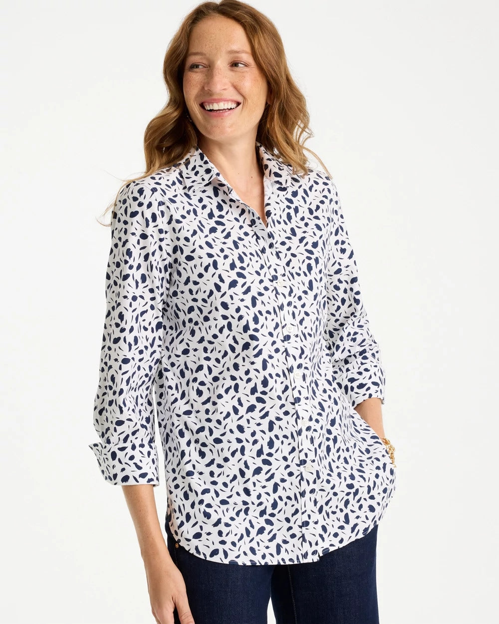 Chico's | No Iron™ Stretch Printed Shirt/ Optic White
