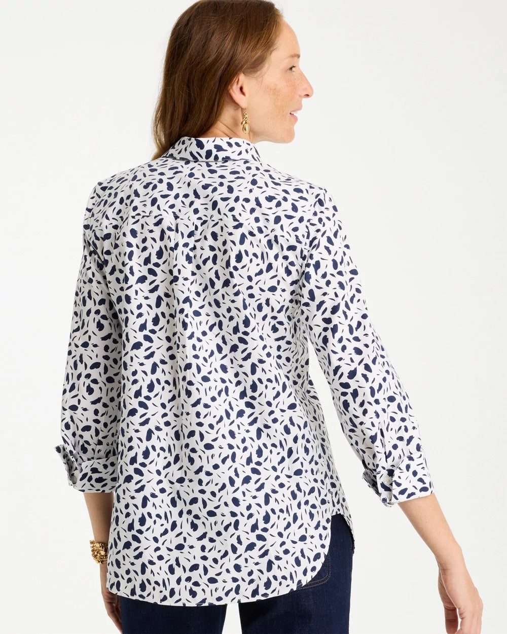 Chico's | No Iron™ Stretch Printed Shirt/ Optic White
