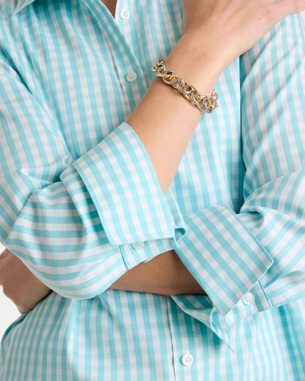 Chico's | No Iron™ Stretch Gingham Shirt/ Bondi Blue