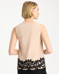 Chico's | Applique Embellished Sleeveless Top/ Tan Bisque