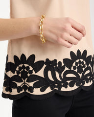 Chico's | Applique Embellished Sleeveless Top/ Tan Bisque