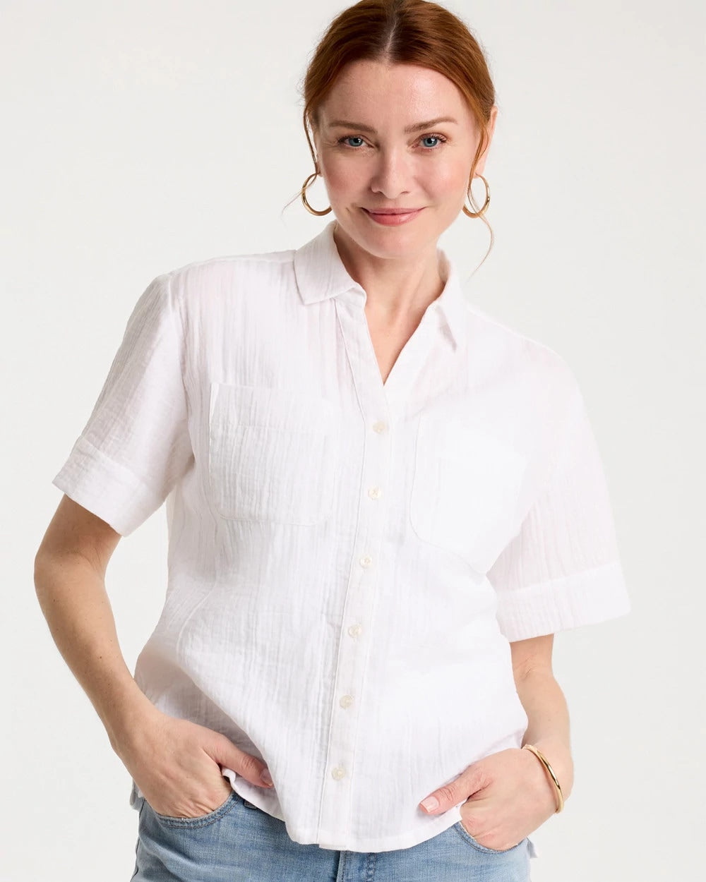 Chico's | Cotton Gauze Camp Shirt/ Alabaster